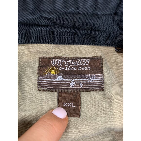 Outlaw Western Wear Men's XXL Two-Tone Beige & Black Button-Down Shirt - Picture 3 of 13